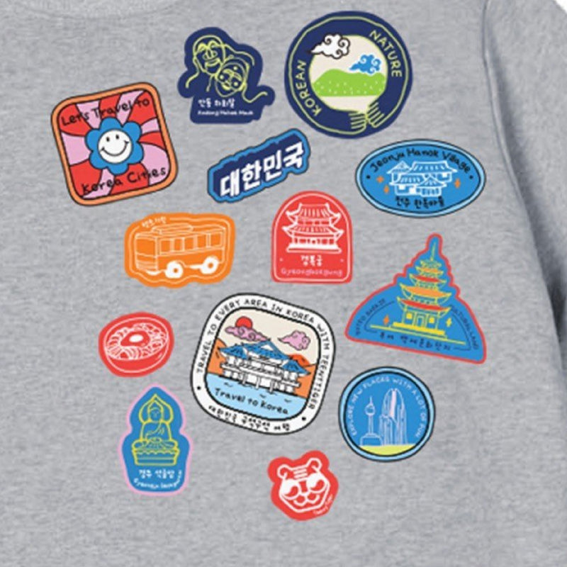 Korea Landmarks Stamps Sweatshirt
